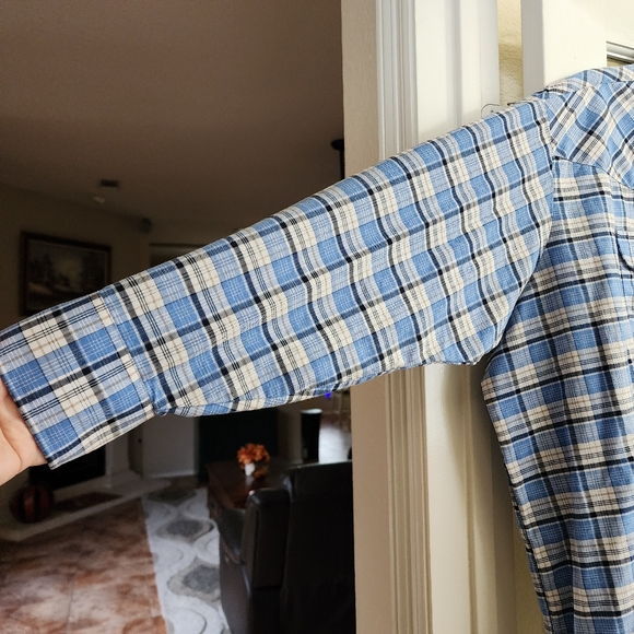 Ely Cattleman Blue Plaid Western Pearl Snap Wrinkle Resistant Shirt Men’s Big 4X - Picture 8 of 13